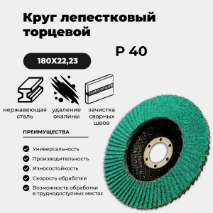 Круг лепестковый торцевой КЛТ1 125х22,23 цирконий P80