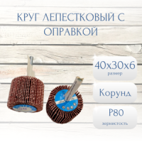 Круг лепестковый из ЭН на хлопчатобумажной тканевой основе на смоле со шпинделем XF 569 40x30х6 P80 (учет по ГТД)